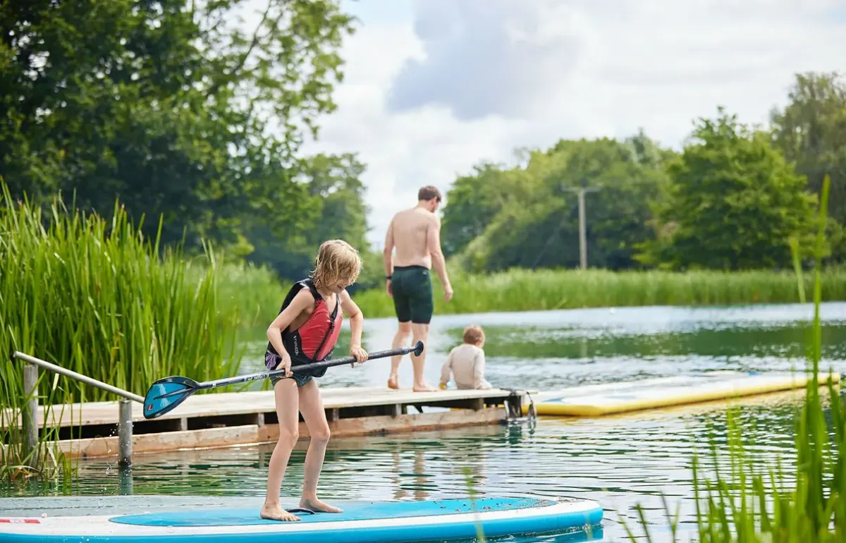 Paddleboarding on the lake is part of the water package at Upper Shadymoor Farm in Shropshire